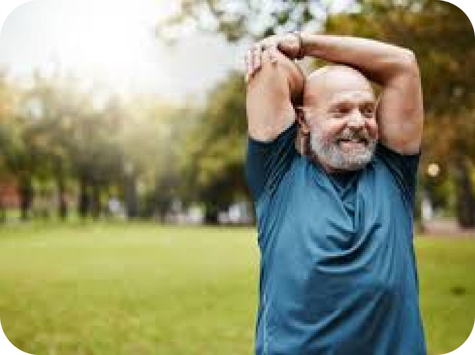 An older gentleman streching