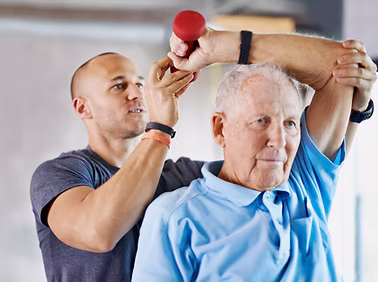 A senior doing physical therapy